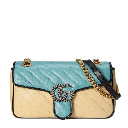 【包税】gucci/古驰 2021新款 gg marmont系列 女士小号米白色/淡蓝色