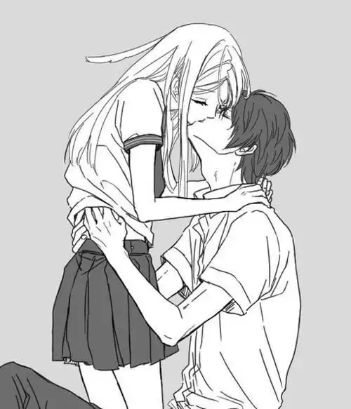 接吻简笔画二次元情侣接吻简笔画卡通漫画中的人物亲吻简情侣亲吻铅笔