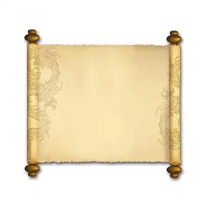 古风卷轴元素金色龙纹卷轴png素材