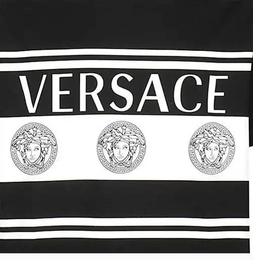 versace/范思哲 男士 服装 黑色圆领字母logo九头蛇圆形图案棉质印花