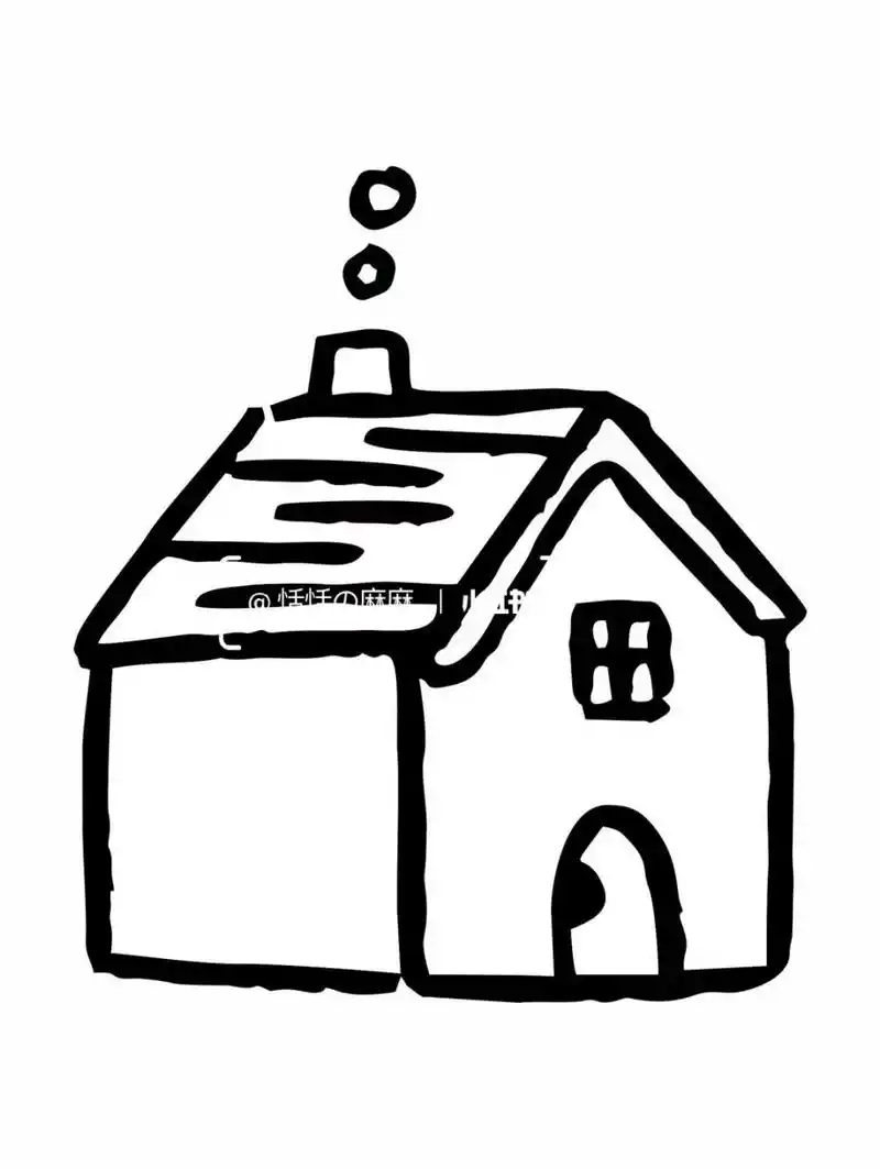 常见的卡通房子简笔画素材92,零基础绘画,黑白ins插画手帐素材,房子