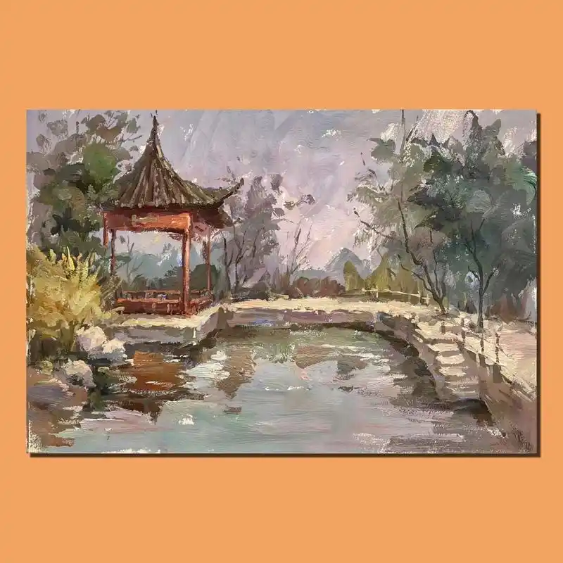 色彩风景～公园一角.#美术生 #风景写生 #色彩风景 #画画 - 抖音