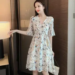 雪纺连衣裙女装 2021年新款 气质显瘦碎花裙子 夏季