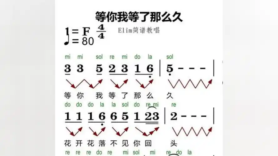 零基础学简谱 #等你等了那么久 #简谱教唱