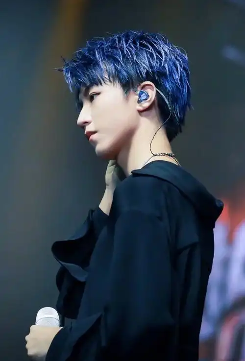王俊凯帅气蓝发舞台秀图片45