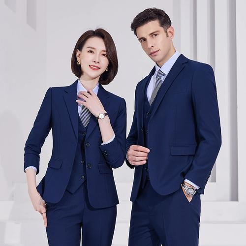 男女同款比亚迪王朝网工作服宝蓝色西装套装4s店工装售楼部职业装