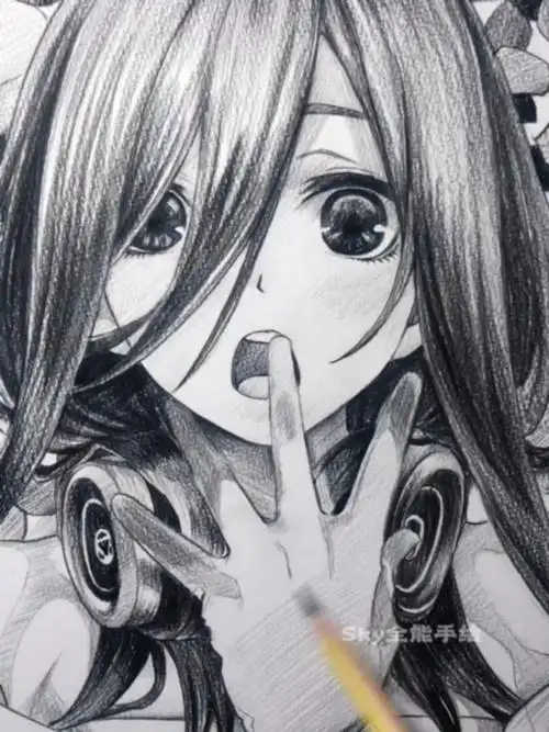 中野三玖动漫人物素描绘画