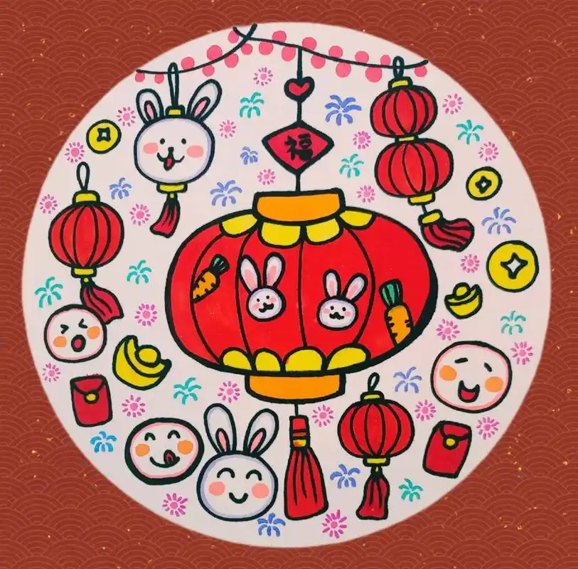 灯笼简笔画儿童画元宵节灯笼儿童画