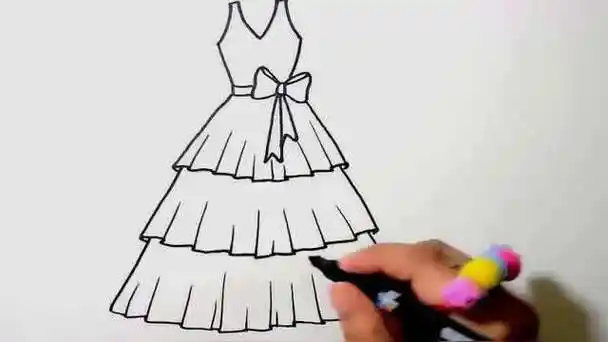 的人物简笔画教程美丽的公主简笔画公主彩色裙子一条公主裙子的画法