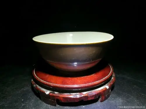 60年代景德镇建国瓷厂紫金釉大碗