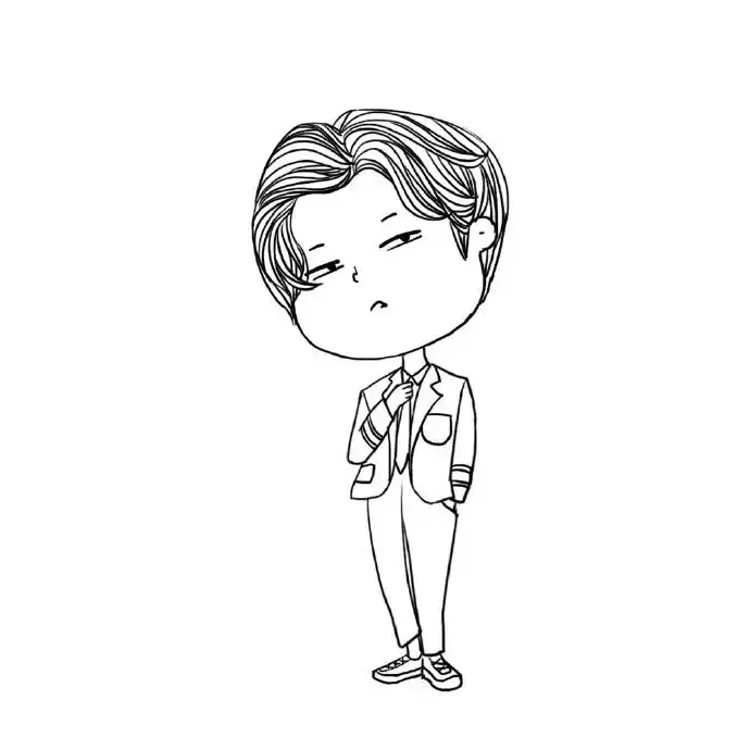 手绘简笔画教程步骤,画一个可爱版的蔡徐坤