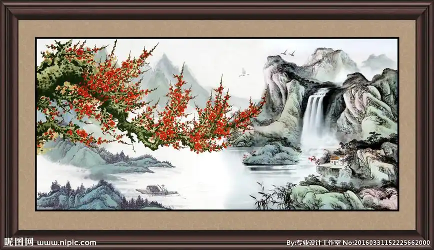 国画山水梅花图片