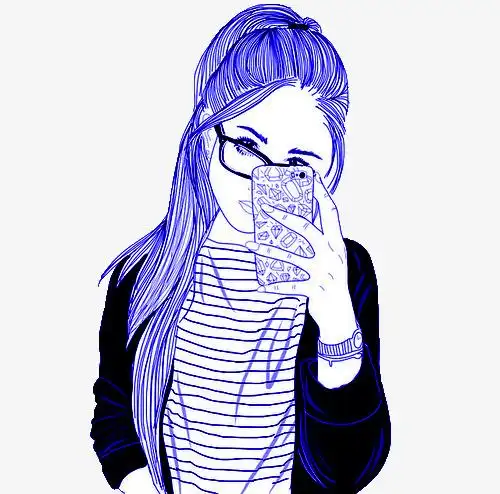 蒸汽波风格手绘戴着眼镜的女生自拍