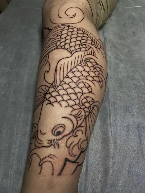 鲤鱼包小腿手绘雾面