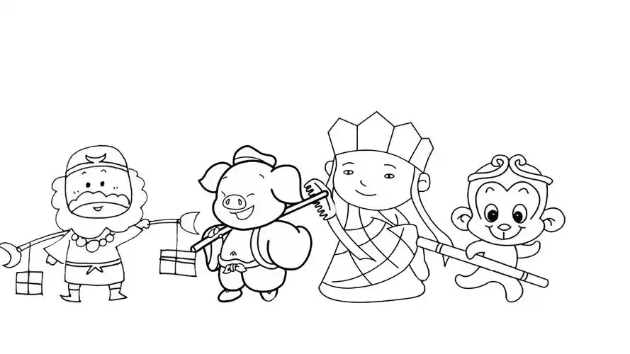 怎么画西游记师徒四人 - 简笔画 - 懂得