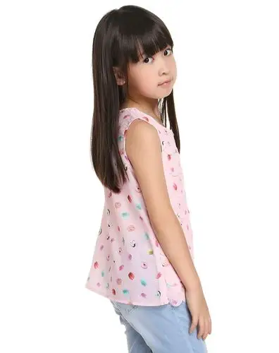 女童红白色满印糖果波浪层背心