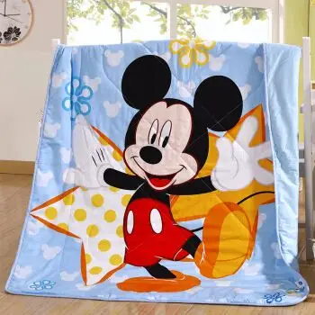 夏被儿童卡通夏凉被空调被幼儿园午睡薄被子可水洗 宝蓝色 可爱米奇