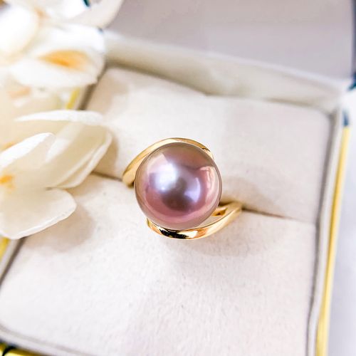 一折戒指托 空托 18k金 珍珠_diy珍珠配件 g18k黄金珍珠戒指空托 镶嵌