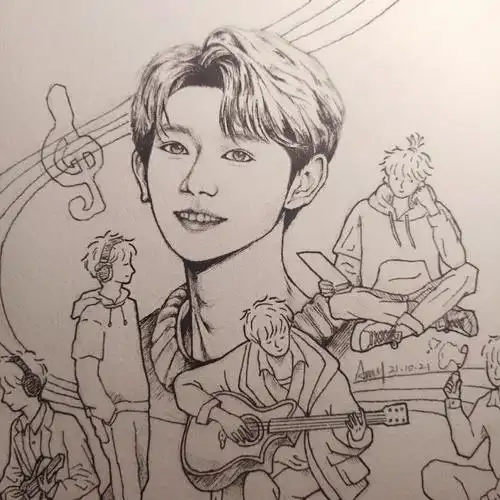 王源#啊啊啊第一次尝试用中性笔画画·拥有六个源源是什么感受·来一