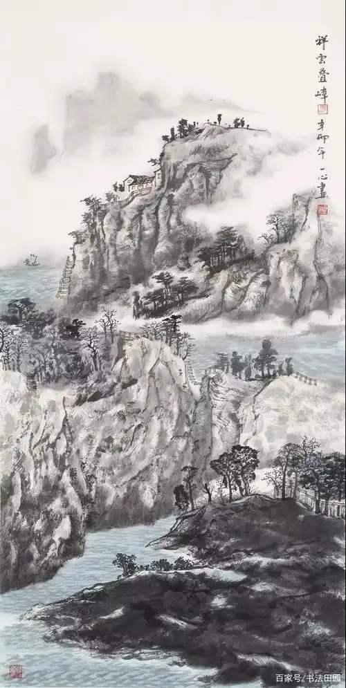 教授作品全国美展获奖,山水画手法新颖,画面厚重苍茫