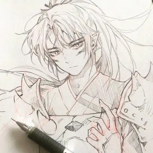 动漫人物线稿手绘