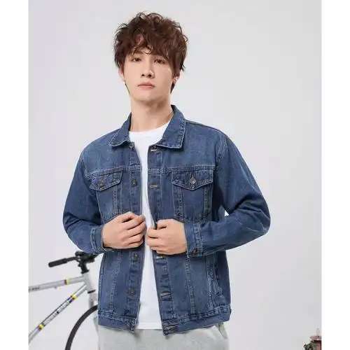 翻领夹克2024春季休闲牛仔上衣宽松外套男新款时尚lt真维斯男装