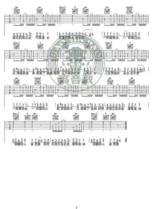 消愁吉他谱-毛不易-《消愁》c调入门版弹唱谱-高清图片谱1