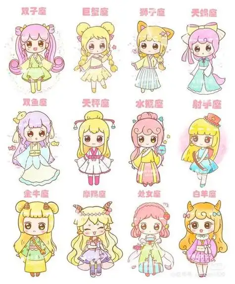 卡通星座简笔画人文绘画迷你可爱简笔画