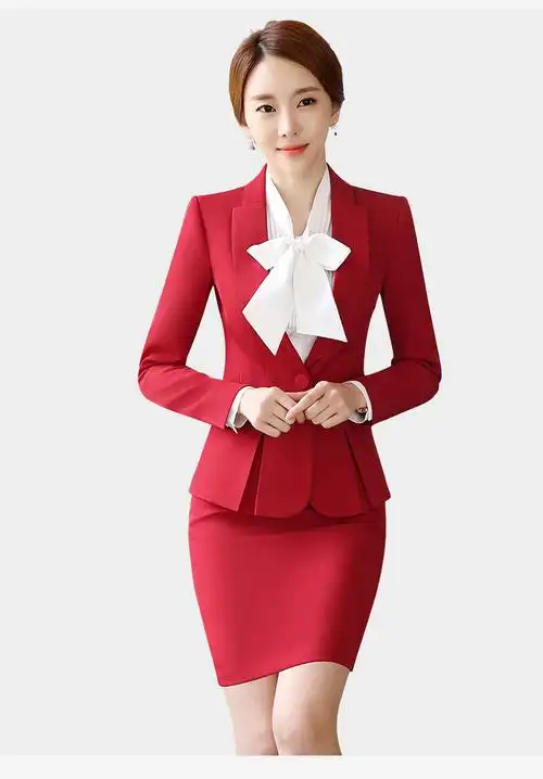 职业装女套装时尚秋冬大码长袖文员白领职业正装工作服女套装