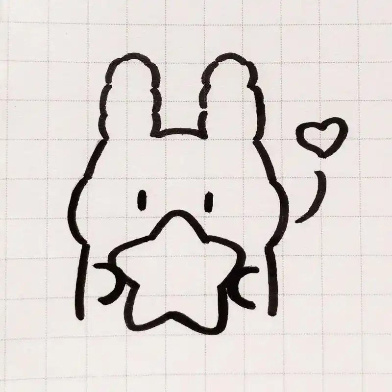 小兔子简笔画教程 呆萌呆萌的兔子 蓝牙耳机是唐麦