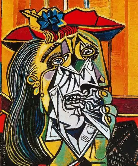 立体主义人物抽象画代表作毕加索抽象人物油画哭泣的女人