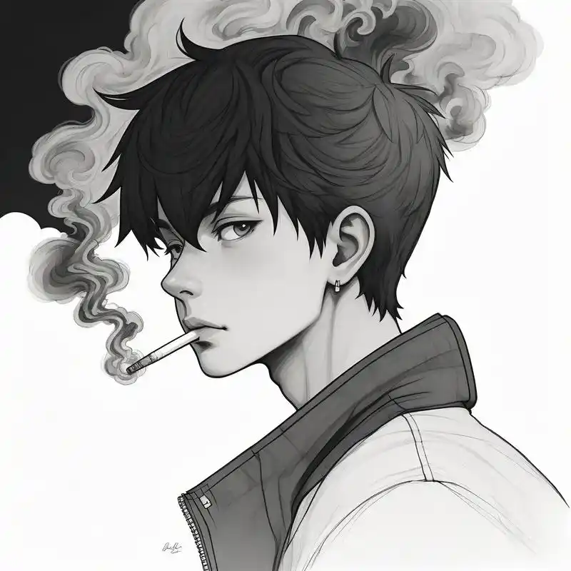 男生叼烟侧脸头像08