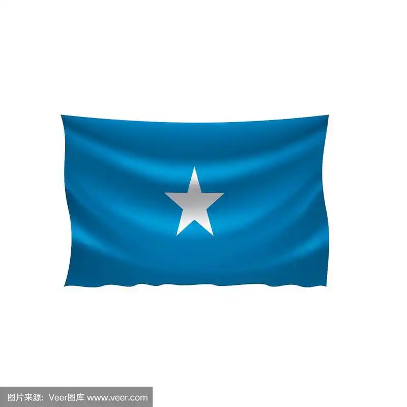 索马里国旗,矢量插图在白色的背景