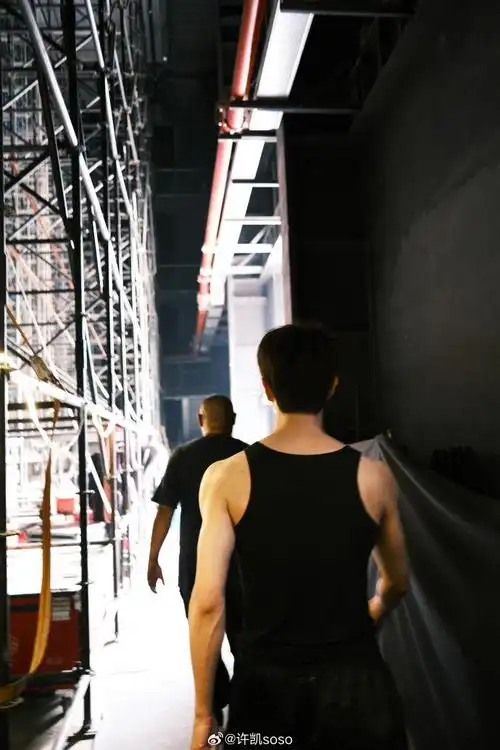 许凯背影这么绝的吗?看得出来的肌肉线条!穿衬衫太帅了!