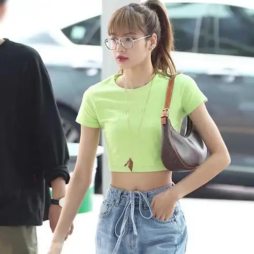 lisa同款港风chic高腰浅蓝色系带牛仔裤休闲裤