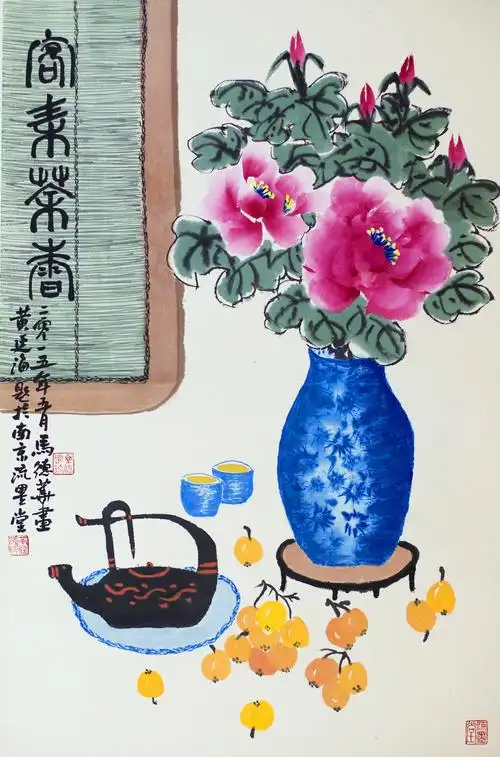 著名花鸟画家马德华一妙绘青花瓷花鸟出新风