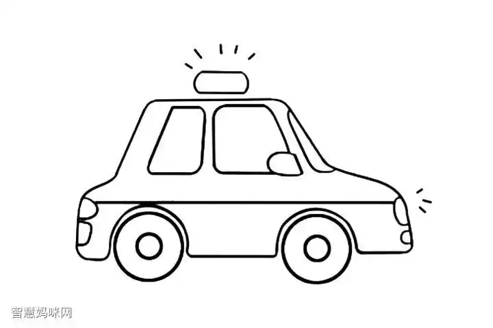 一步一步学画简单的警车简笔画