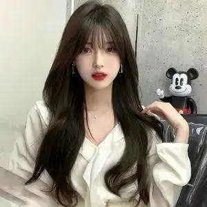 纤韵假发女长发时尚自然全头套式空气刘海中长卷发大波浪仿真发丝