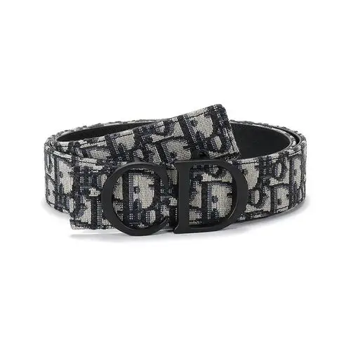 迪奥dior 男士织物/皮革板扣式双面皮带腰带 4353ruyse h05e 米色黑色