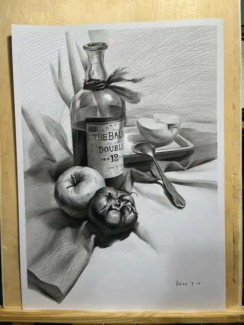 素描静物临摹炭笔