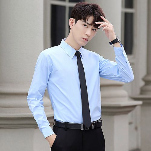 送领带男士白衬衫长袖职业商务上班正装