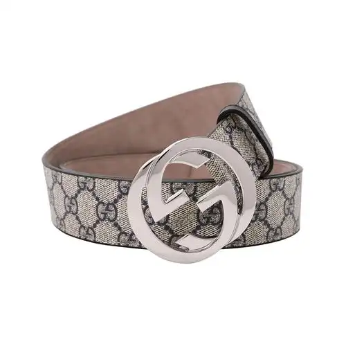 预售古驰gucci腰带40d双g互扣老花帆布411924男款腰带男士皮带银扣