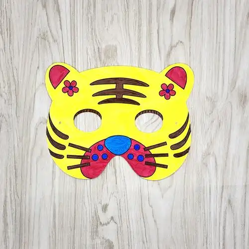 涂鸦空白面具万圣节幼儿园手工diy美术材料动物白模填色