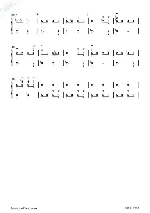 sans-undertale原声音乐双手简谱预览2