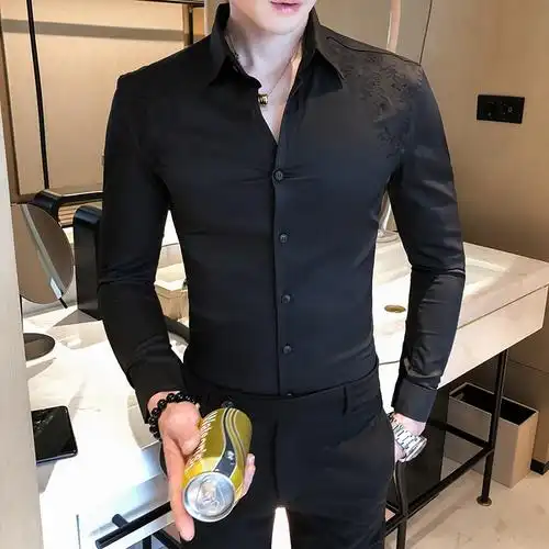 衬衫男长袖发型师夜场ktv酒吧演出服衬衣男模少爷工装寸衫上衣服