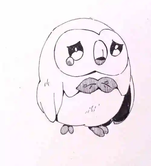 跟着动漫学画画宝可梦木木枭初稿起型