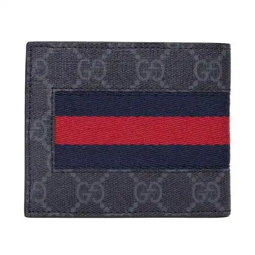 gucci古驰男包gucci奢侈品经典双g印花男士时尚折叠短款钱包卡包黑