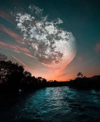 月亮创意图,星空夜空唯美(来自微博:天文在线)