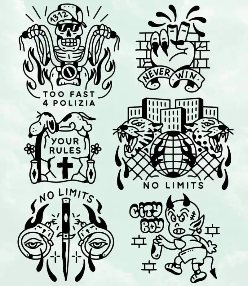 【十八】tattoo 纹身 oldschool手稿 小黑图 今天更新一组oldschool