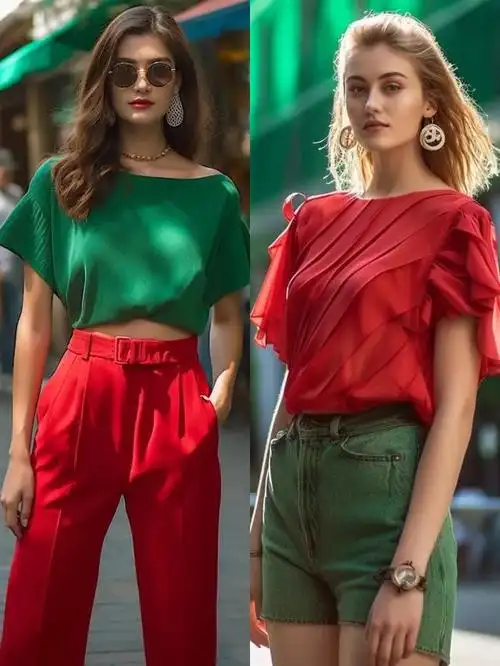 一,颜色搭配比例要正确本期,我们就来学习下时髦精的"红配绿"穿衣思路